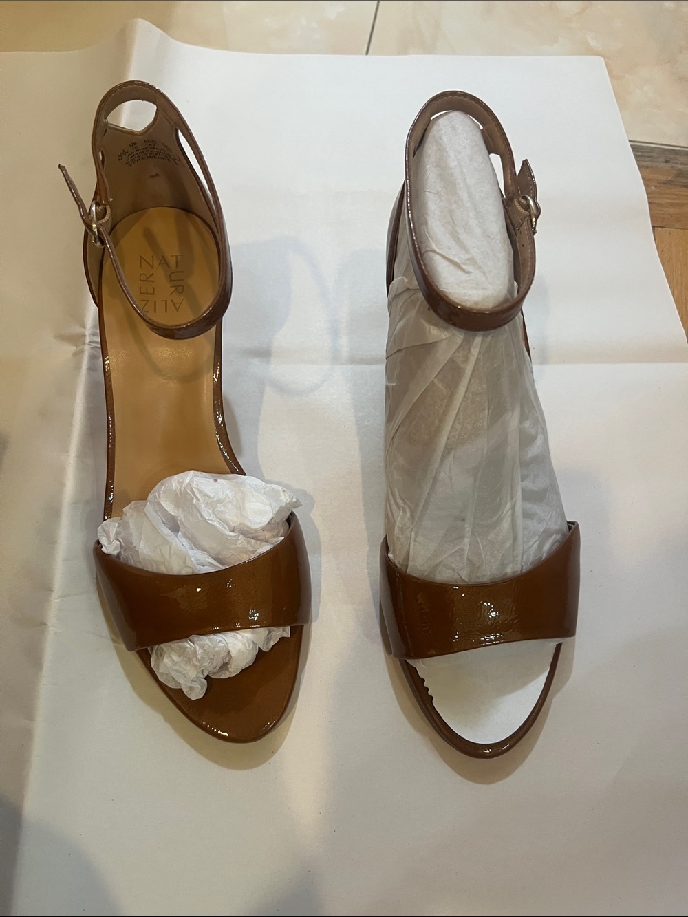 Naturalizer Brown Patent Leather Ankle-Strap Heels